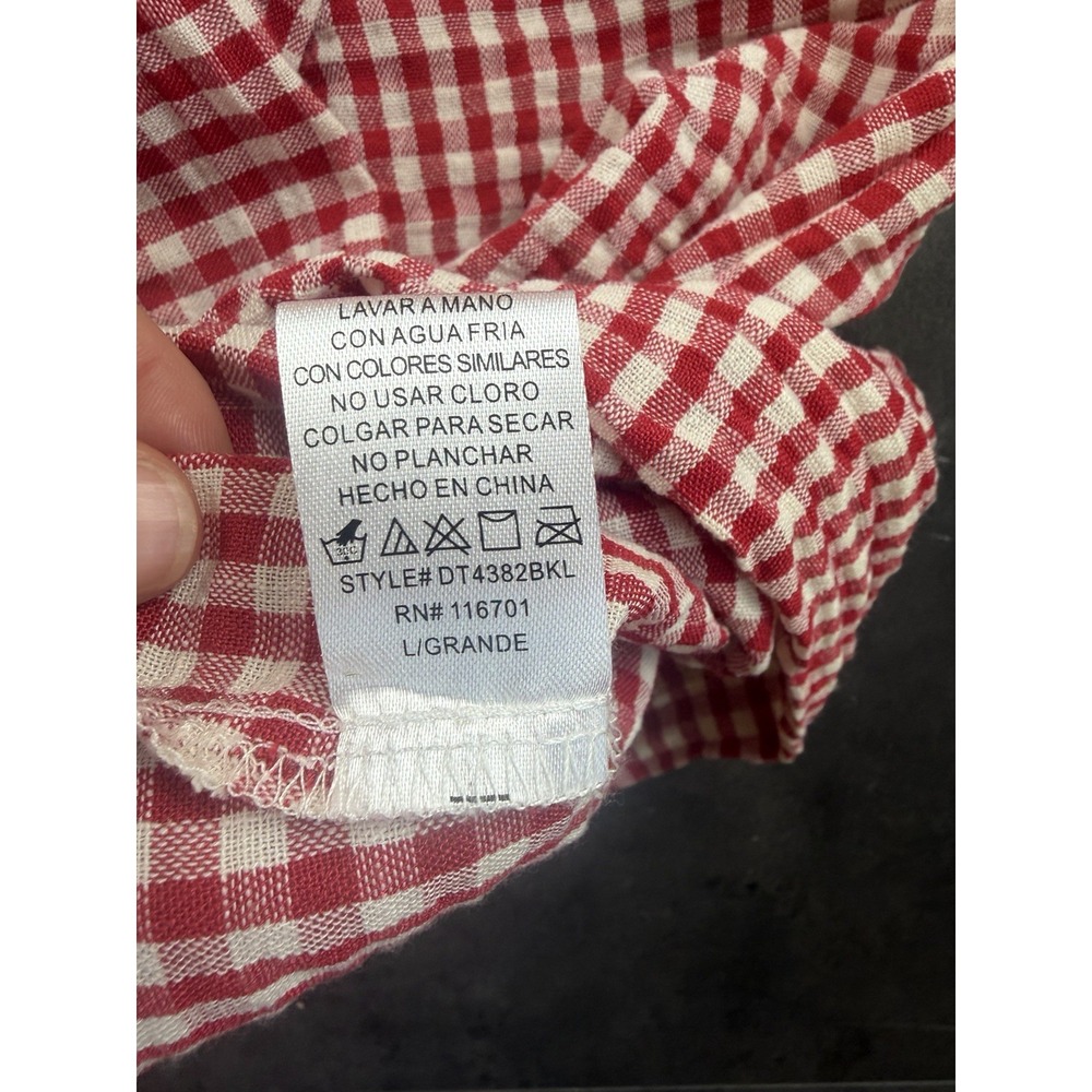 Karlie Red & White Gingham Lrg Oversized Peter Pan Collar Cottagecore Balloon Sl - Picture 5 of 7